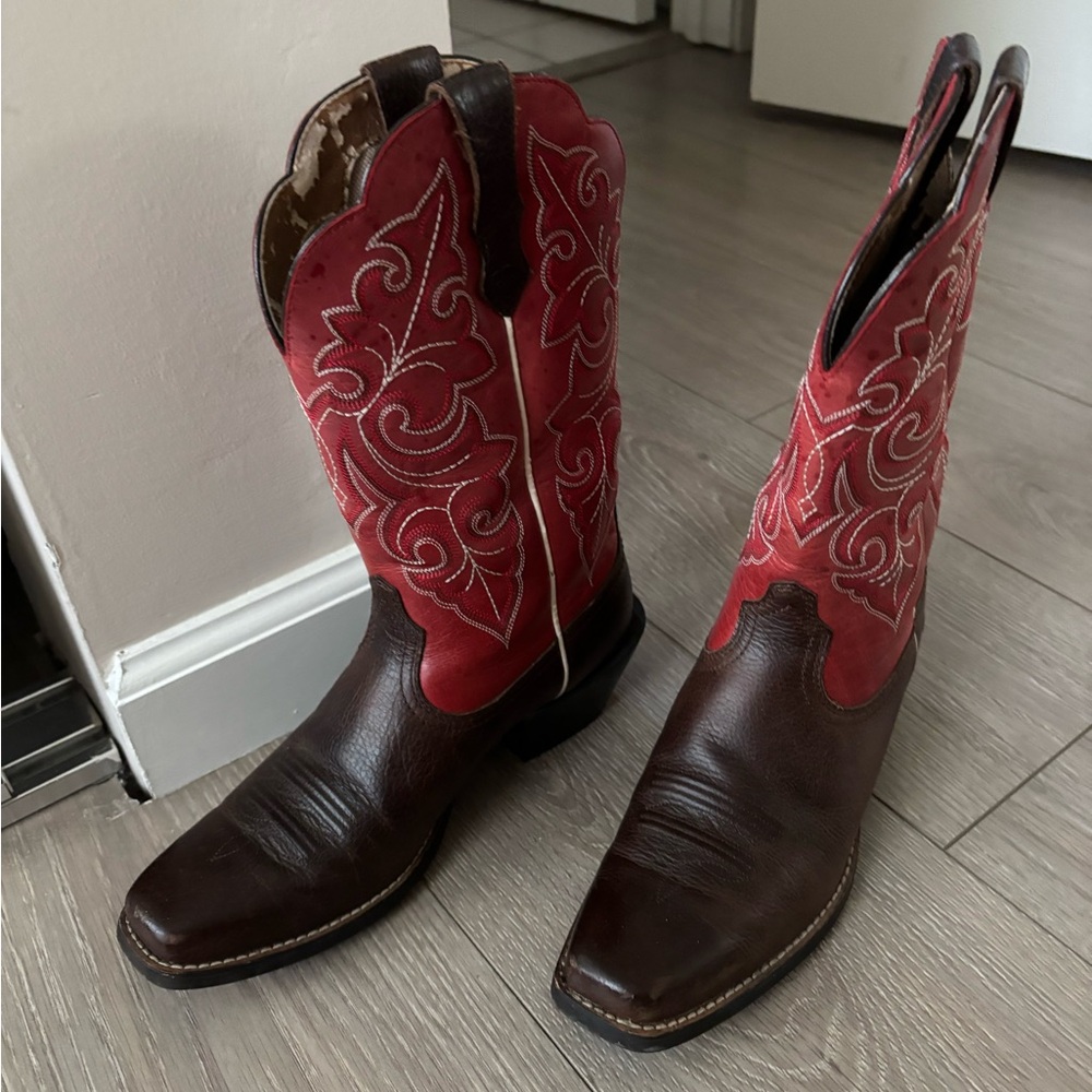 Ariat Red and Brown Cowboy Boots